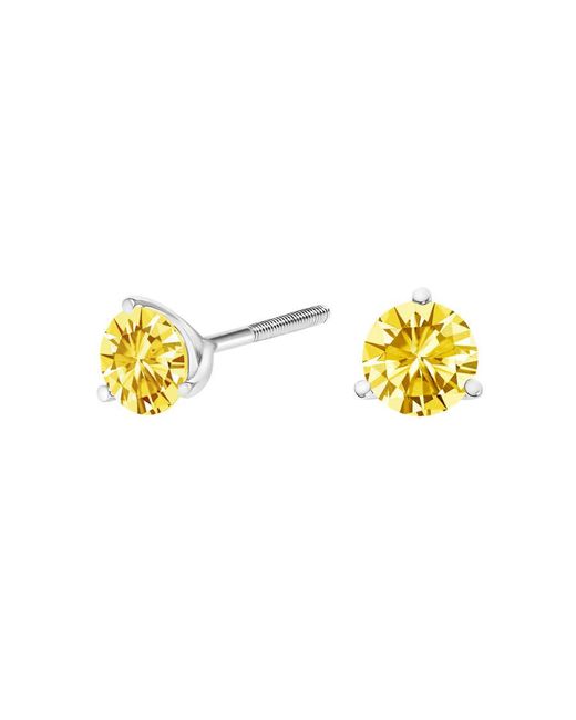 Haus of Brilliance Yellow 14K 3-Prong Martini Set 2.0 Cttw Lab Grown Diamond Solitaire Stud Earrings