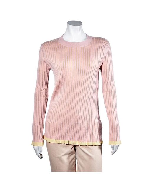 Burberry Pink Knit Tops Solid Crew Neck