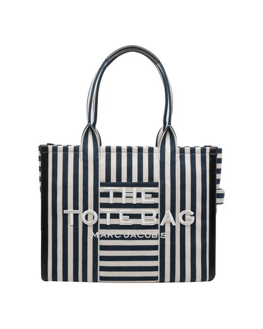 Marc Jacobs Black The Stripe Canvas Large Tote Bag for men