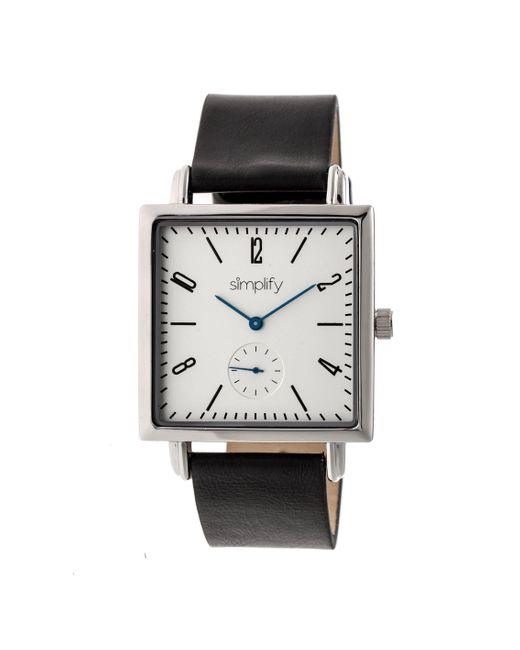 Simplify Metallic The 5000 Silver Dial Black Leather Watch