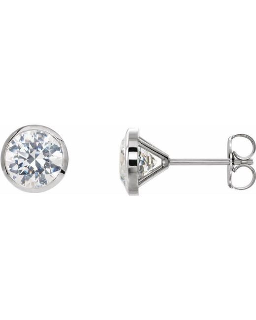 Tresorra Metallic 14K Lab-Grown Diamond 1 Carat Round Bezel Set Stud Earrings