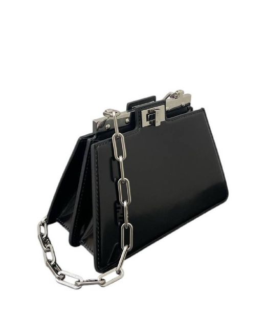 Fendi Black Peekaboo Chain-Link Handle Bag