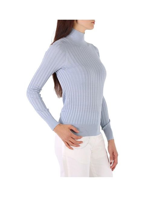 Burberry Blue Pale Abbi High-neck Silk Sweater