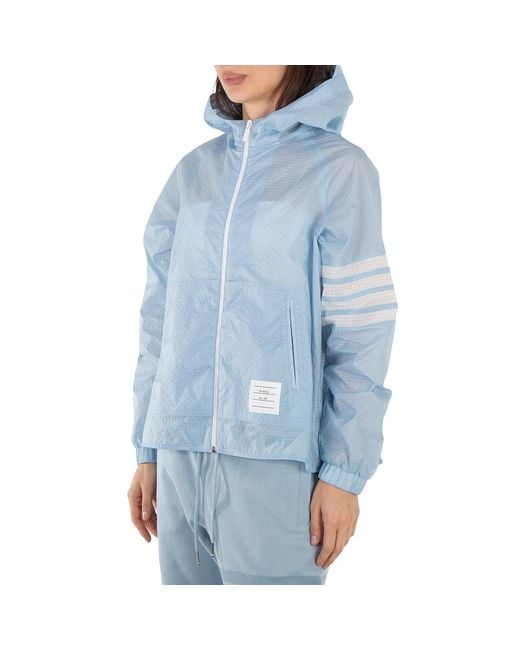 Thom Browne Blue Ultralight Ripstop 4-Bar Anorak, Brand Size 38 (Us