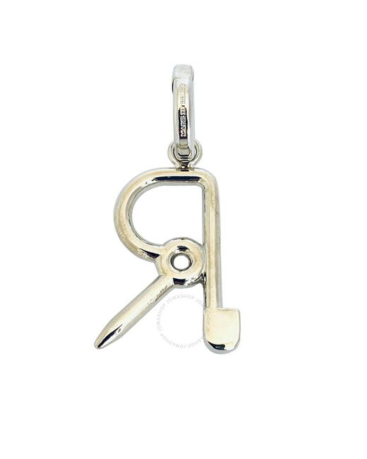 Burberry Metallic Silver Kilt Pin R Alphabet Charm