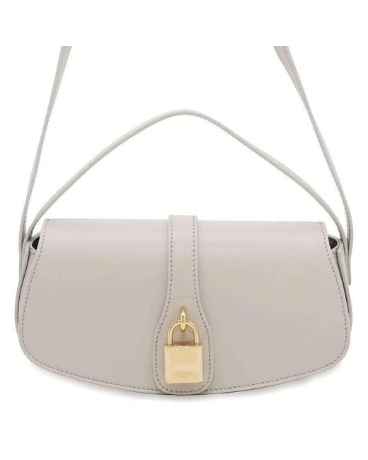 Céline Brown Smooth Calfskin Clutch On Strap