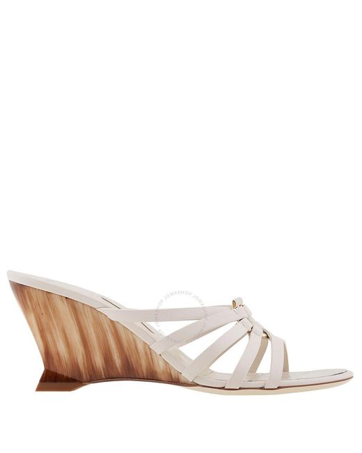 Ferragamo White Anemone Gancini Ornament Wedge Sandals