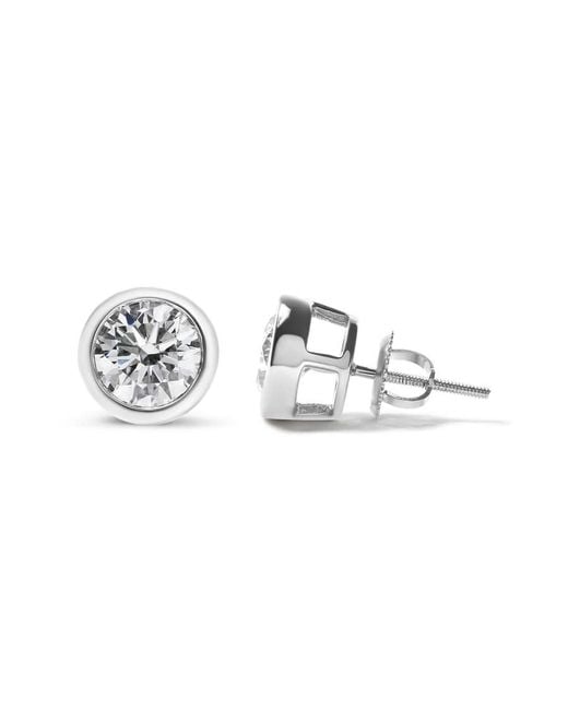 Haus of Brilliance Metallic 14K 2.0 Cttw Lab Grown Diamond Screw-Back Classic Bezel Solitaire Stud Earrings (G-H Color, Vs2-Si1 Clarity)