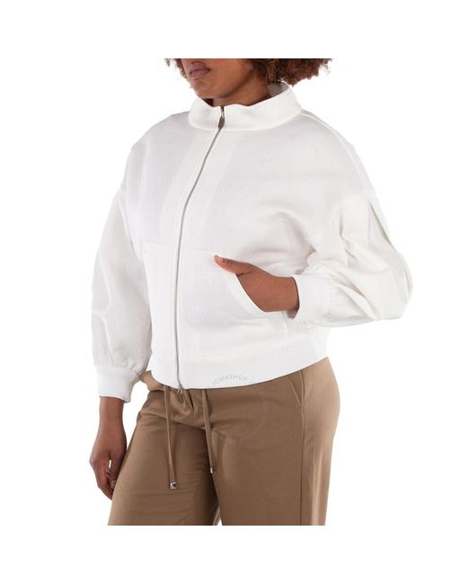 Max Mara White Gastone Logo-Jacquard Jacket