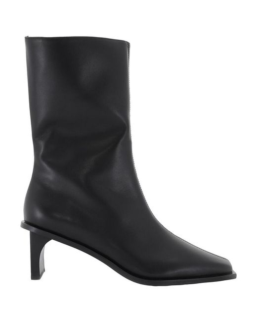 St. Agni Black Block Heel Leather Border Boots, Brand Size 36