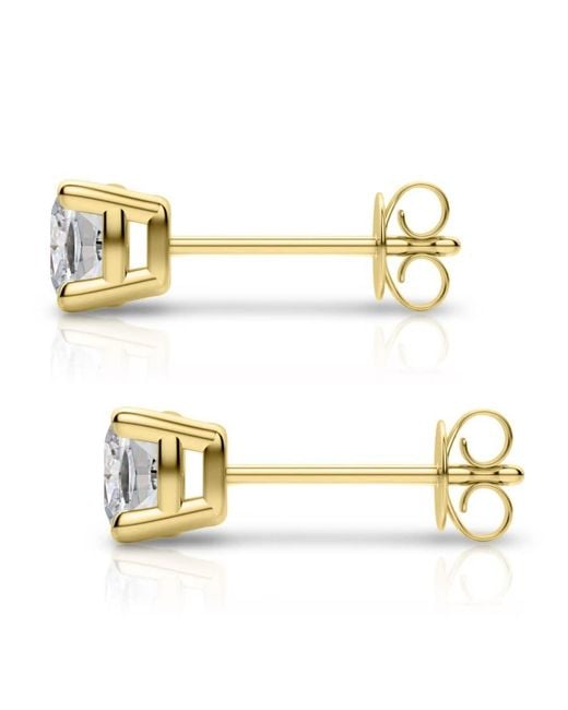 Tresorra White 14K Cushion Cut Earth Mined Diamond Stud Earrings