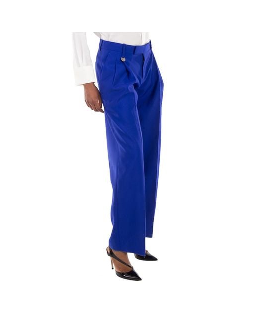 Burberry Blue Wide- Leg Pleated Pants, Brand Size 8 (Us
