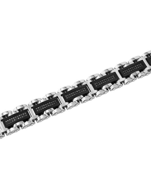 Robert Alton Metallic 1Ctw Diamond Stainless Steel With Two-Tone And Finish Link Bracelet for men