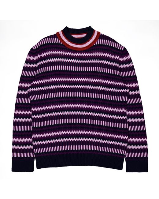 Ferragamo Purple Jacquard Knit Turtleneck Sweater for men