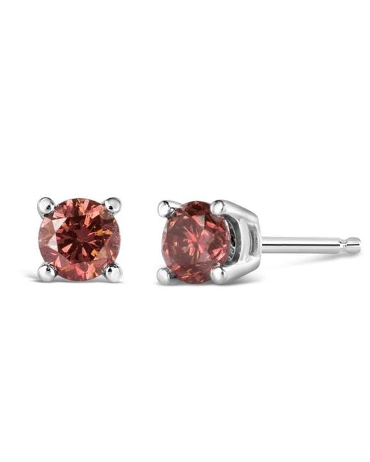 Haus of Brilliance 14k White Gold 1/3 Cttw 4-prong Set Round Brilliant-cut Pink Diamond Solitaire Stud Earrings