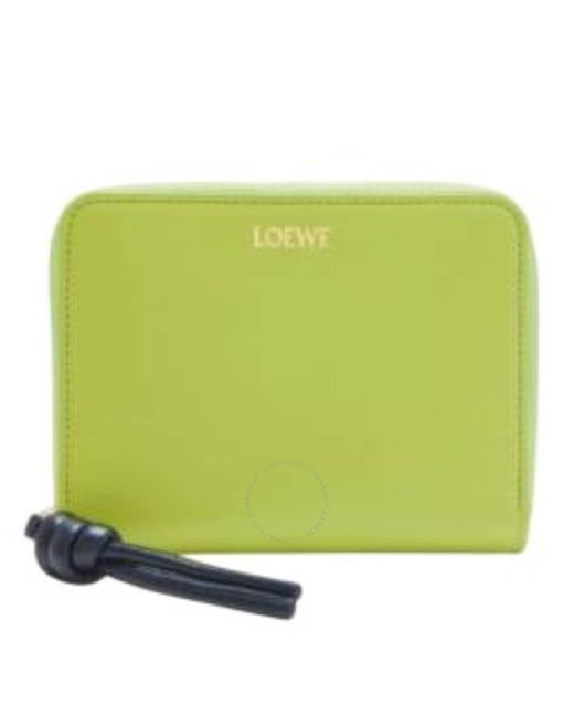 Loewe Green Knot Compact Zip Around Wallet