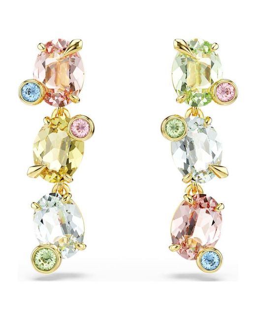 Swarovski Metallic Gema Drop Earrings, Asymmetrical Design, Mixed Cuts, Long, 18K Finish for men