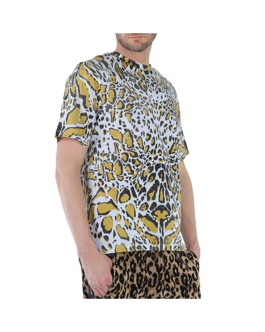 Roberto Cavalli Multicolor Sun Bleached Lynx Print Cotton Jersey T-shirt for men