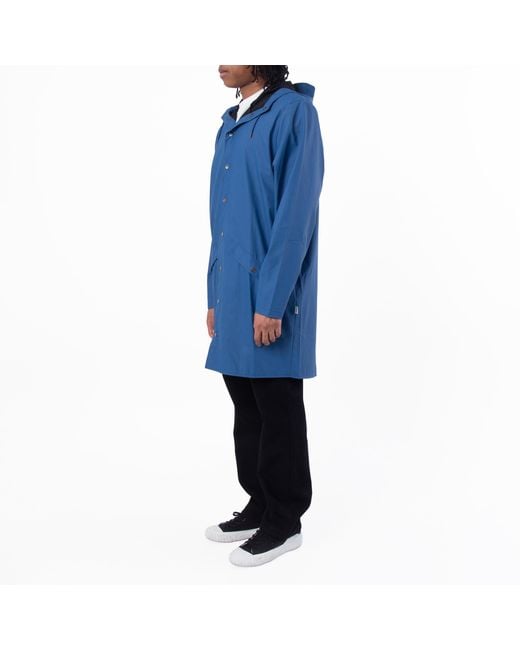 Rains Blue Pulse Lightweight Waterproof Long Jacket for men