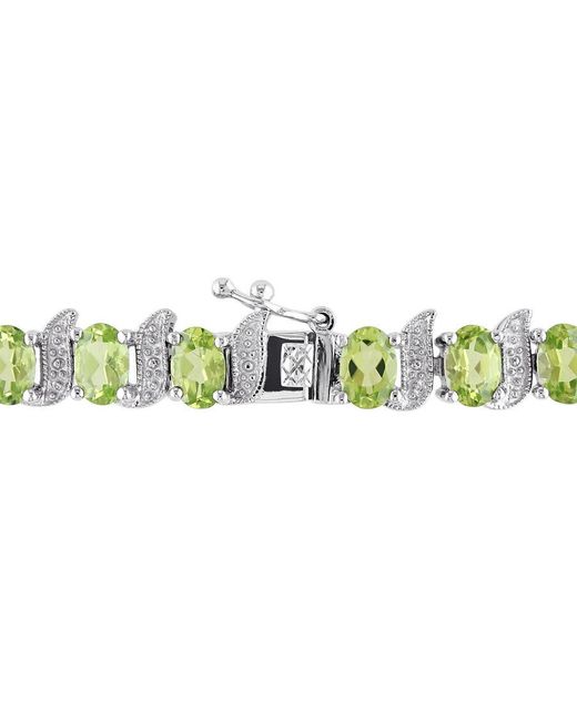 Amour Green 11 3/4 Ct Tgw Peridot And Diamond S-Link Bracelet
