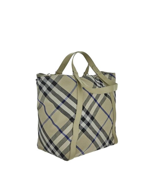 Burberry Green Check Jacquard Festival Tote Bag for men