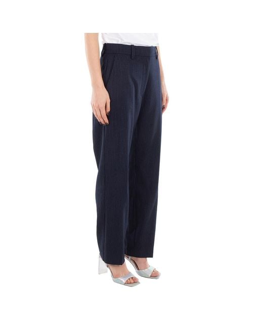 Anine Bing Blue Blaine Wool Blend Cropped Pants