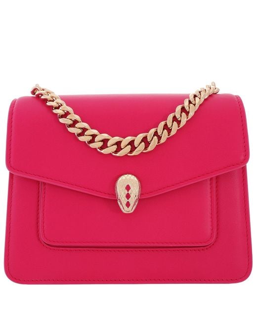 BVLGARI Pink Small Serpenti Forever Maxi Chain Crossbody Bag 292030