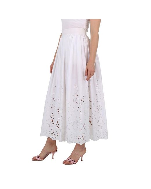 Chloé White Embroidered Mid-length Skirt