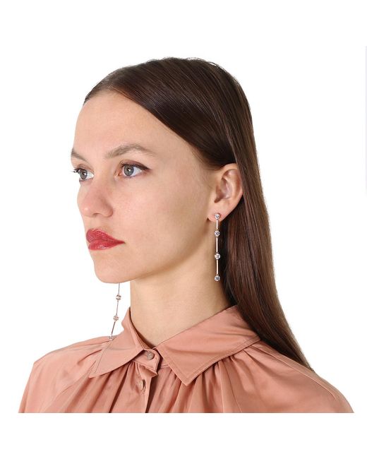 Swarovski White Constella Earrings Asymmetrical, Rose- Tone Plated
