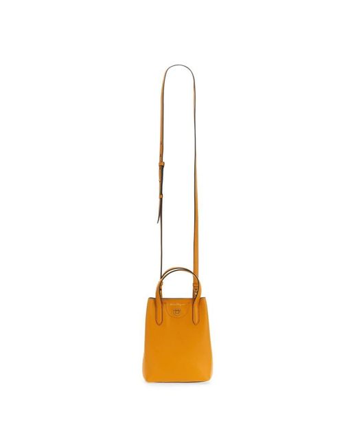 Ferragamo Orange Gancini Mini Shoulder Bag