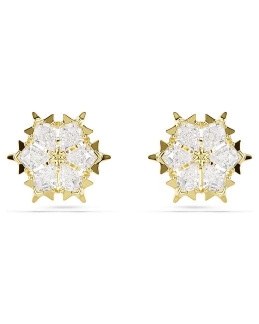 Swarovski Metallic Magic Stud Earrings, Mixed Cuts, Snowflake, 18K Finish