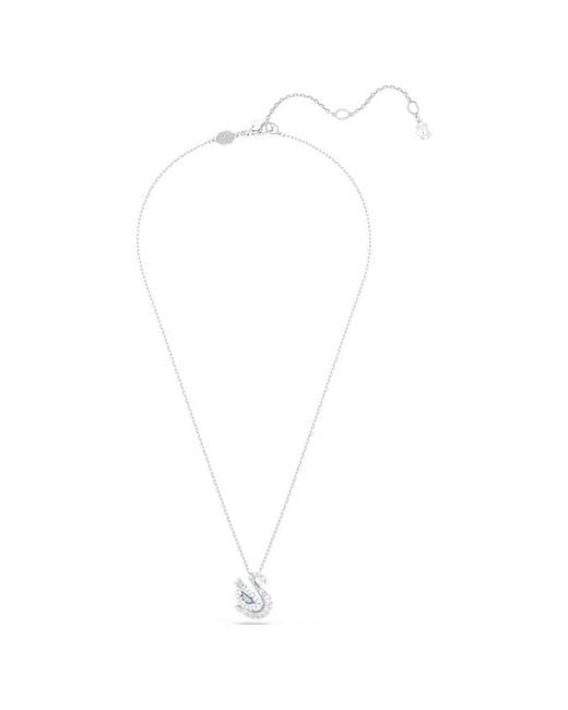 Swarovski White Rhodium Plated Swan Pendant Necklace