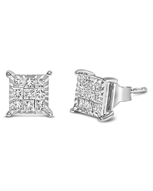 Haus of Brilliance Metallic Sterling 1/2 Cttw Princess Diamond Composite Square Stud Earrings