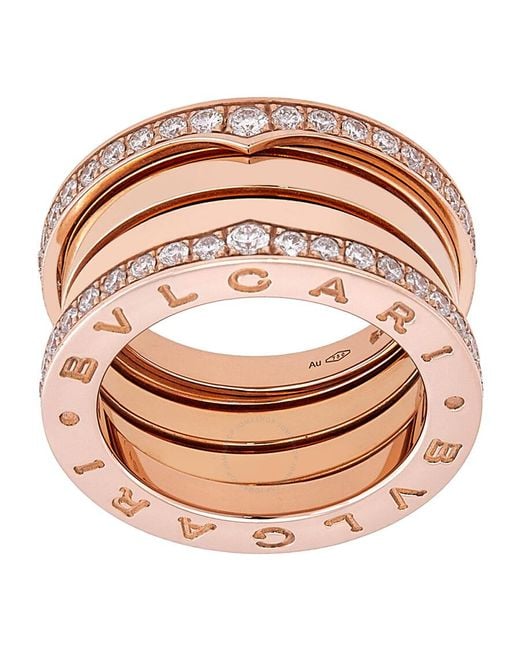BVLGARI Pink B.Zero1 18K Rose 4-Band Diamond Ring