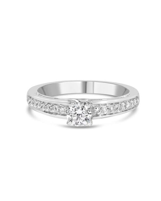 Haus of Brilliance Metallic 14K 1/2 Cttw Diamond Solitaire Pave Set Engagement Ring