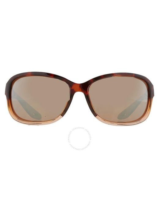 Costa Del Mar Brown Seadrift Copper Silver Mirror Polarized Glass Rectangular Sunglasses 6s9114 911403 60
