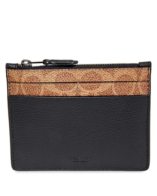 COACH Blue Signature Canvas Blocking Card Case