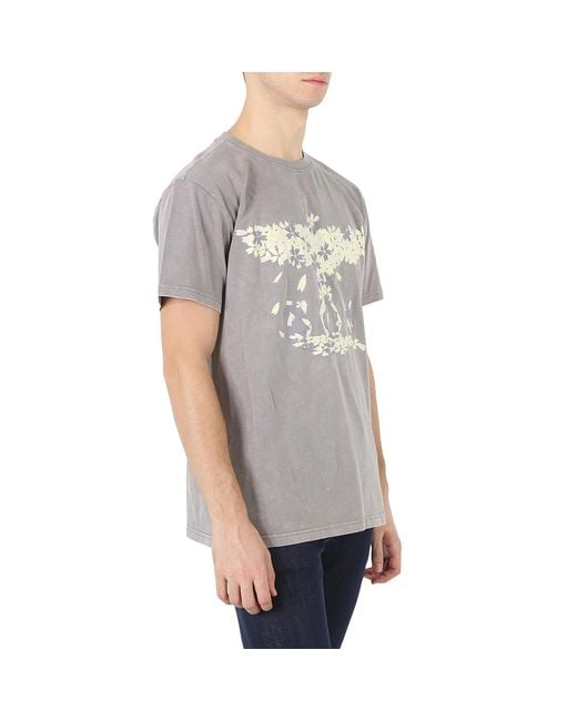 BOY London Gray Washed Boy Eagle Blossom Cotton T-Shirt