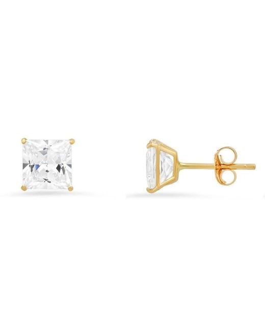 Kylie Harper Metallic 10K 6Mm Princess-Cut Cubic Zirconia Cz Stud Earrings