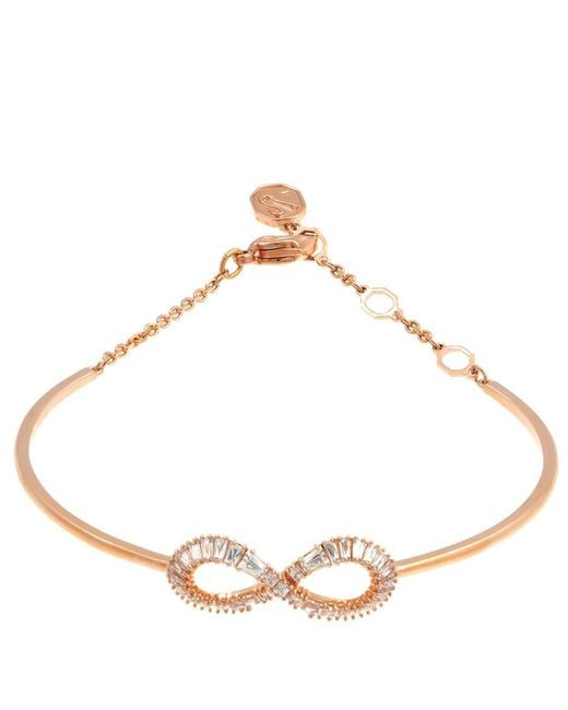 Swarovski Metallic Ladies Rose-Tone Hyperbola Bangle, Size Medium
