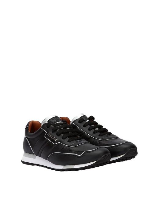 Bally Black Glarys Leather Low-Top Sneakers, Brand Size 35 Us
