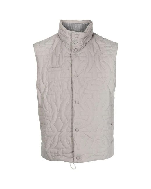 Ferragamo Gray Quilted Funnel Neck Gilet for men