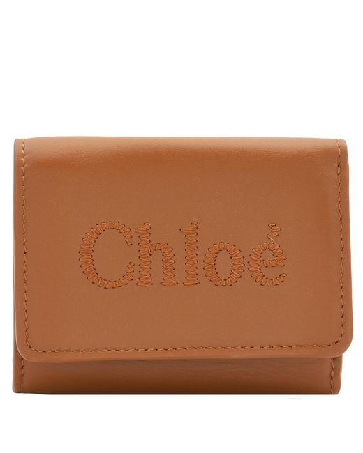 Chloé Brown Small Tri-Fold Leather Wallet