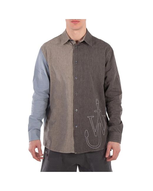J.W. Anderson Gray Anchor Patchwork Classic-Fit Cotton Shirt for men