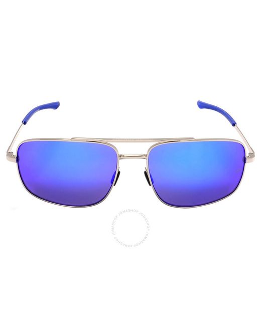 Under Armour Blue Rectangular Sunglasses Ua 0015/g/s 0010/z0 59
