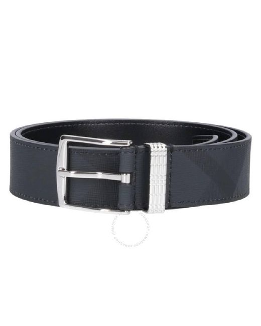 Burberry Black Check And Leather Belt, Cm for men