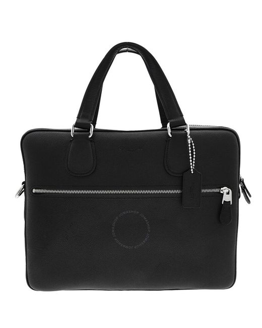 COACH Black Crossgrain Leather Hudson 5 Bag for men