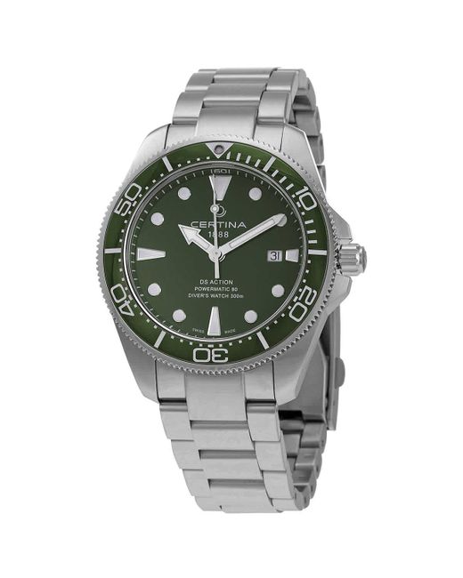 Certina Metallic Ds Action Diver Automatic Green Dial Watch for men