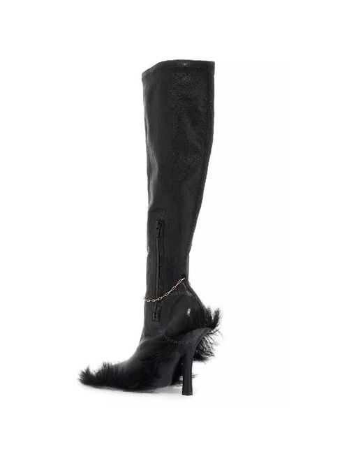 Burberry Black Leather Slinky Legging High Boots, Brand Size 38 Us