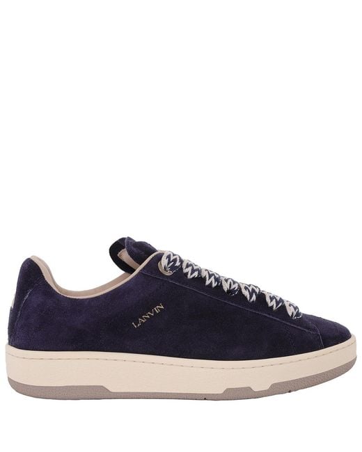 Lanvin Blue Curb Lite Suede Low-Top Sneakers